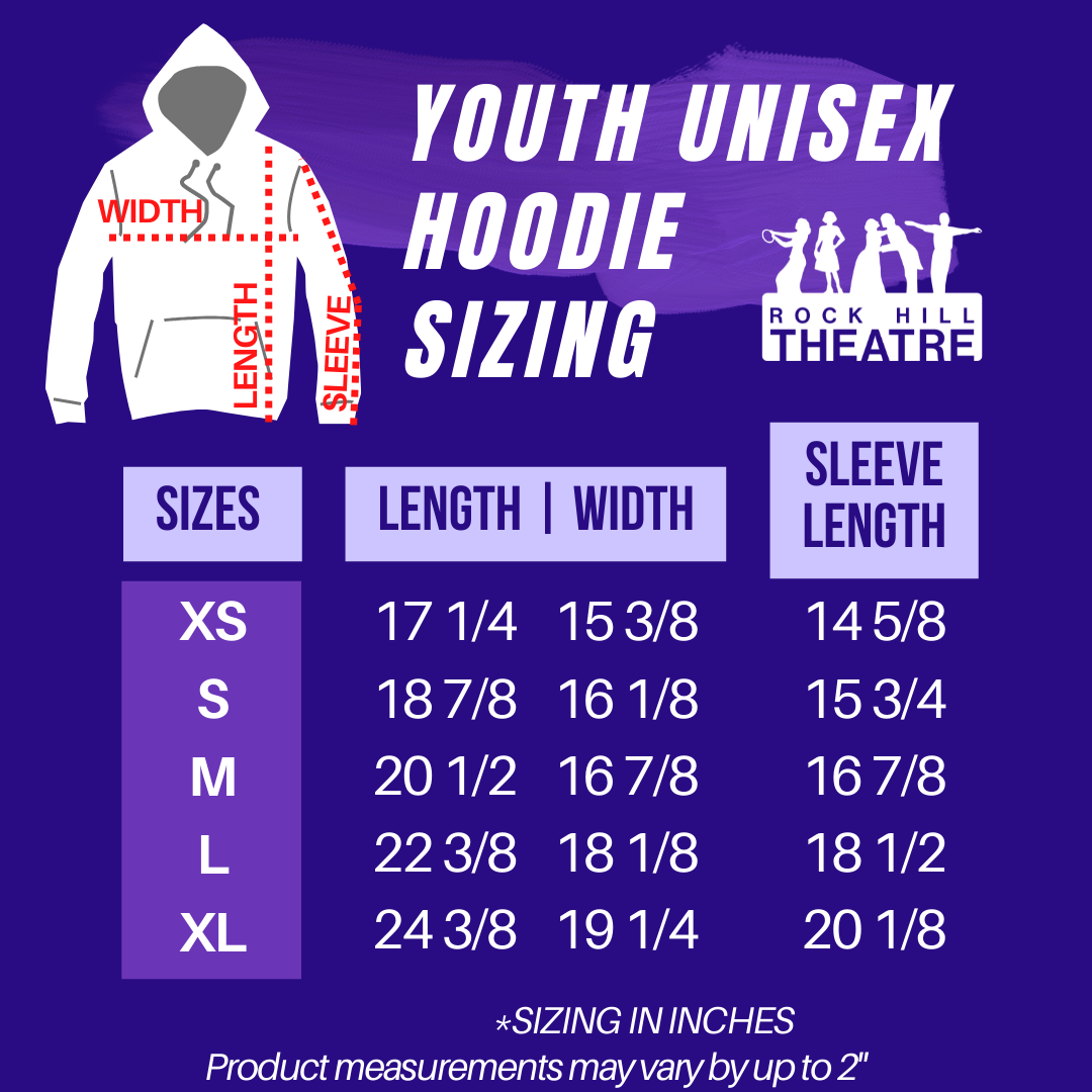 Youth RHT PlayYourPart Hoodie Unisex sizing Rock Hill Theatre